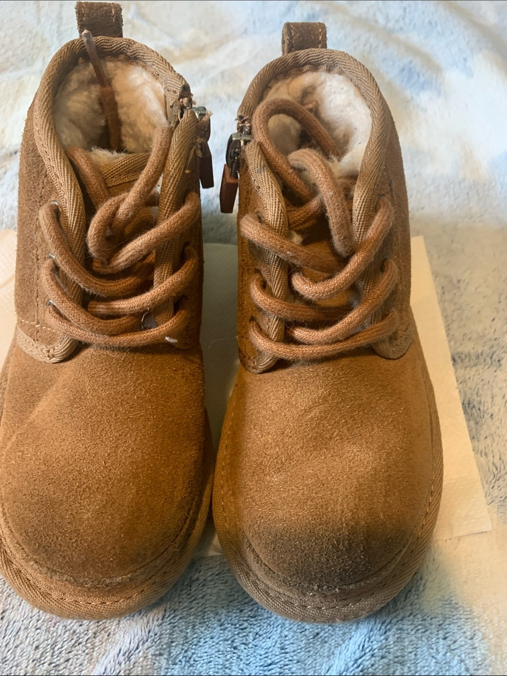 Ugg Kids Brown Suede Winter Boots with Faux Fur Lining Size 10C Open to Offers